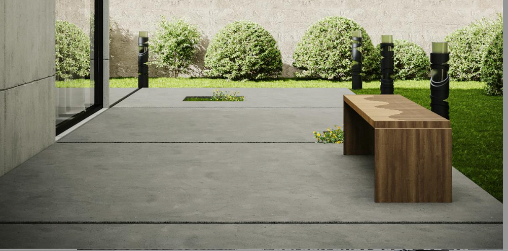 Modern concrete patio at residential home surface in Renton WA