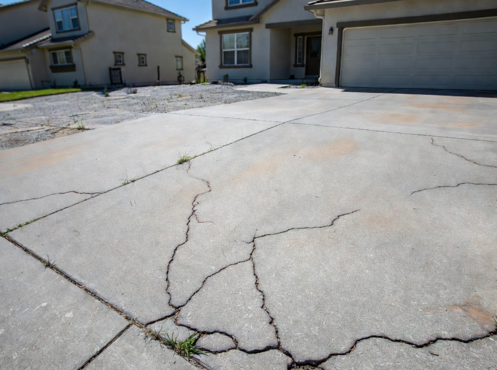 Cracked concrete driveway needing repair in Renton WA