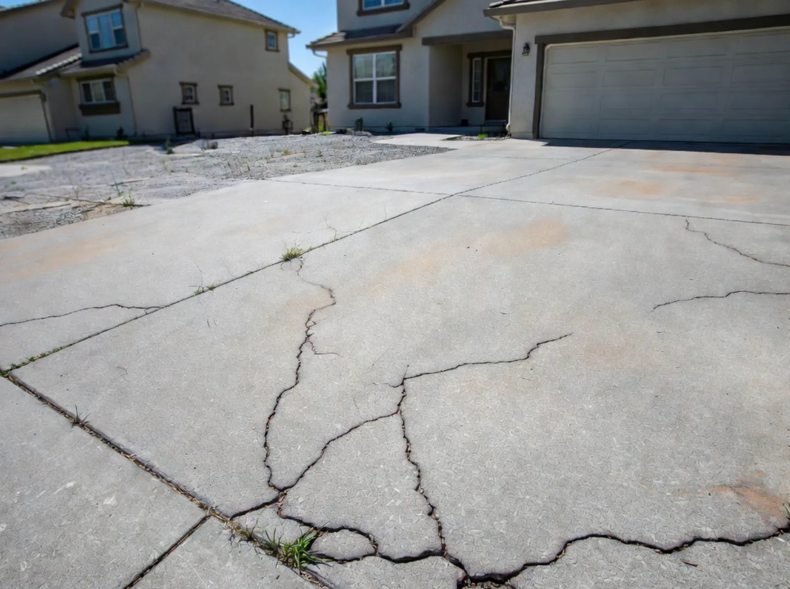Cracked concrete driveway needing repair in Renton WA